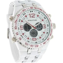 Structure By Surface Mens Xl Chrono Digital/analog White/red Quartz Watch 32440