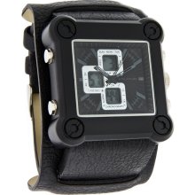 Structure by Surface Mens Square Analog-Digital Chrono Black Cuff Watch 32675