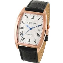 Stuhrling 241 33452 Park Ave Swiss Rosetone Case White Dial Leather Mens Watch