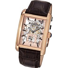 Stuhrling Original 144c3 Men's Gatsby Plaza Mechanical Skeleton Leather Watch