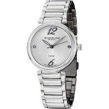 Stuhrling Women's Vogue Soiree Diamond Circlet Swiss Quartz Silver Dial Watch