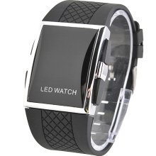 Stylish Digital Display LED Watch in Red Lighting with Tyre Rubber