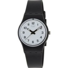 Swatch Black Plastic Case Rubber Band Casual Thin Wrist Women's Watch Luminous