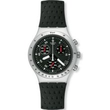 Swatch Men's Irony YCS4024 Black Resin Quartz Watch with Black Dial