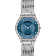 Swatch Metal Knit Blue Ladies Watch SFM120M - Blue - Metal