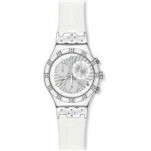 Swatch YCS510 Core White Dial White Leather Chrono Men's Watch