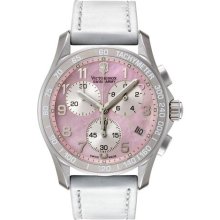 Swiss Army Chronograph Mop White Leather Womens Watch 241257