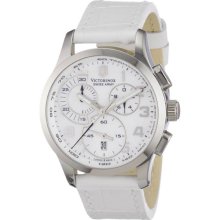 Swiss Army Ladies Alliance Chronograph Mother of Pearl Dial Stainless Steel Case White Leather Strap 241321