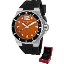 SWISS LEGEND Watches Men's Abyssos Automatic Orange Dial Black Silicon
