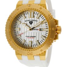 SWISS LEGEND Watches Men's Challenger Silver Dial Gold Tone IP SS Case