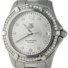 Tag Heuer Aquaracer Waf1118 Diamond Stainless Steel Swiss Quartz Men's Watch