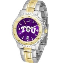 TCU Texas Christian Men's Stainless Steel and Gold Tone Watch