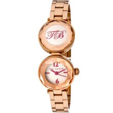 Ted Baker Watches Women's White Dial Rose Gold Ion Plated Stainless St
