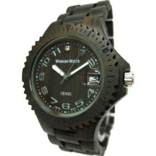 Tense Wood Mens Dark Maplewood Wood Watch - Wood Bracelet - Black Dial - G4100D