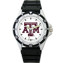 Texas A&m Aggies Tamu Ncaa Men's Large Dial Sports Watch W/rubber Bracelet