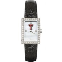 Texas Tech Red Raiders Ladies Allure Watch Black Leather Strap LogoArt