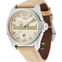 Timberland Back Bay Men's Quartz Watch With Beige Dial Analogue Display And Beige Leather Strap 13329Js/07