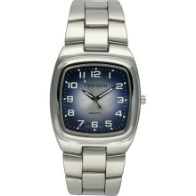Timetech Men's Square Blue Dial Silvertone Bracelet Watch (Silver-tone)