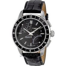 Timex Intelligent Quartz Men's Sport Flyback Chronograph Watch With Black Dial Chronograph Display And Black Silicone - T2n705