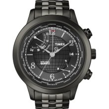 Timex Intelligent Quartz Men's World Time Watch With Black Dial Analogue Display And Black Stainless Steel - T2n614