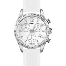 Timex Ladies' Chronograph White Rubber Strap T2P061 Watch