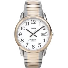 Timex Mens Calendar Date Watch with Round White Dial & Two-Tone Expansion Band