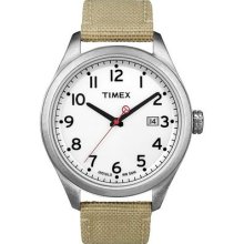 Timex Mens Originals T Series Stainless Steel Case White Dial Watch T2n222