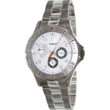Timex Men's Retrograde T2P038 Silver Stainless-Steel Analog Quartz Watch with White Dial