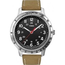Timex Men's Weekender T2N636 Brown Calf Skin Analog Quartz Watch ...