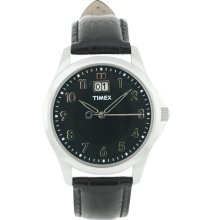 Timex T2n247pf Men's Analog Quartz Watch With Everlasting Calendar And Black Leather Strap