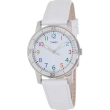 Timex Women's Kaleidoscope T2P049 White Leather Analog Quartz Watch with White Dial