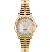 Timex Women's Mother-Of-Pearl Dial, Gold-Tone Expansion Band Men's