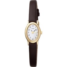 Timex Women's T2n256 Classic Cavatina Gold-tone Case Brown Leather Watch