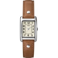 Timex Women's Weekender T2N905 Brown Calf Skin Quartz Watch with White Dial