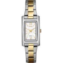 Timex Womens White Indiglo Dial Roman Numerals Two Tone Bracelet Watch T2n277