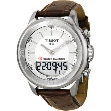 Tissot T-touch Classic Touch Silver Dial Brown Leather Mens Watch T0834201601100