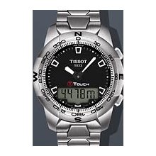 Tissot T-Touch II Steel 42.7 mm Watch - Black Dial, Stainless Steel Bracelet T0474201105100 Sale Authentic