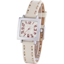 TOKYObay Womens Tramette Analog Stainless Watch - White Leather Strap - White Dial - T205-IV