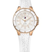 Tommy Hilfiger 1781275 White Silicon Rose Gold Bezel Ladies Watch