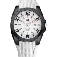 Tommy Hilfiger 1790882 Black Ion-plated Bezel White Silicon Men's Watch