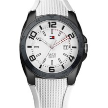 Tommy Hilfiger Black Ion White Silicon Mens Watch 1790882