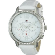 Tommy Hilfiger Ladies Reily Chronograph Watch 1781009 With White Leather Strap And White Dial