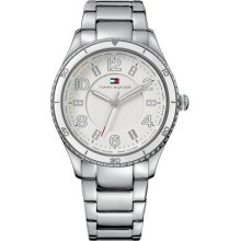 Tommy Hilfiger Polished Silver-tone S/steel+white Accent Dial Watch 1781056