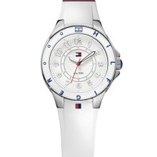 Tommy Hilfiger Round Silicone Strap Watch White