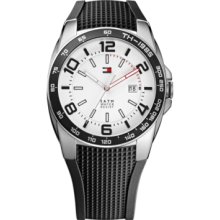 Tommy Hilfiger Watch, Mens Black Silicone Strap 44mm 1790884