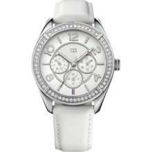 Tommy Hilfiger Women's Stainless Steel Case White Leather Watch 1781249