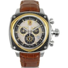 Tonino Lamborghini Designer Men's Watches, Competition - Chrono Stainless Steel w/ Croco Embossed Leather Men's Watch