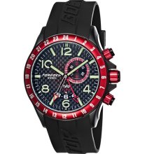 Torgoen Mens T20 Dual Time Stainless Watch - Black Rubber Strap - Carbon Fiber Dial - T20306