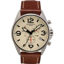 Torgoen T16 Watch - Brown Leather, Cream Face, Silver Case