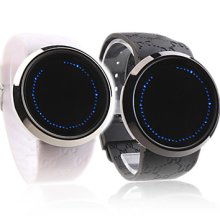 Touch Screen Creative Blue Silicone LED Band Wristband Watch for Love Couple